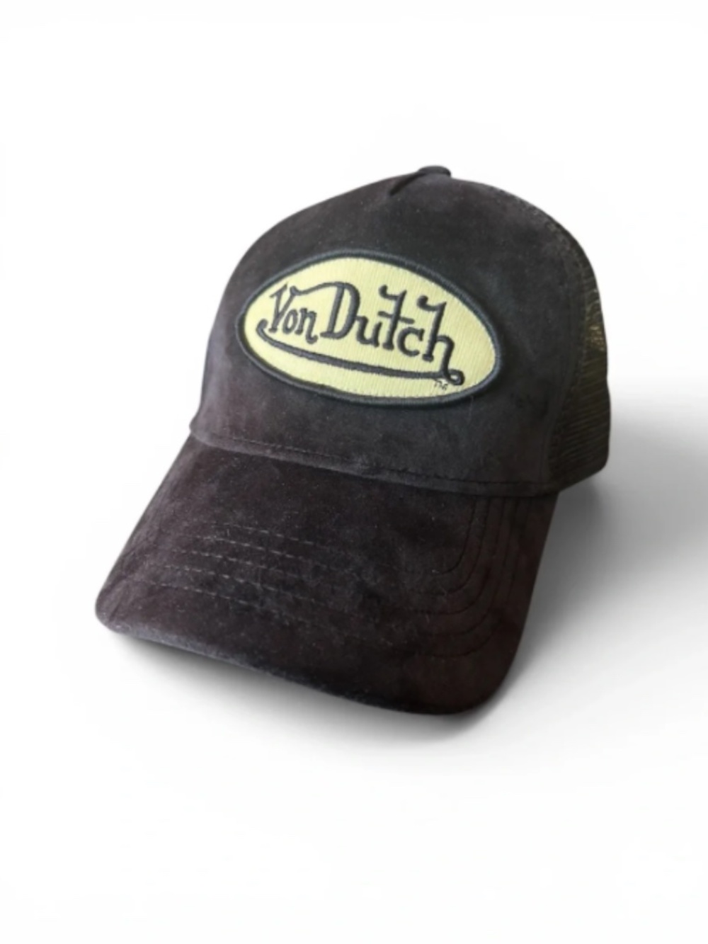 VON DUTCH Black Trucker Cap with Yellow Logo Patch - Picture 2 of 6
